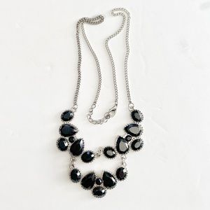 Nordstrom Black Rhinestone Elegant Silver Necklace